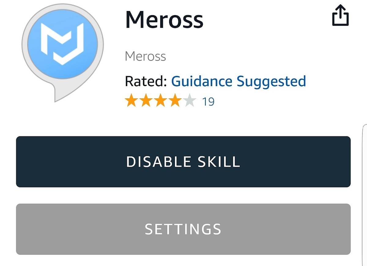 Meross skill in Alex app