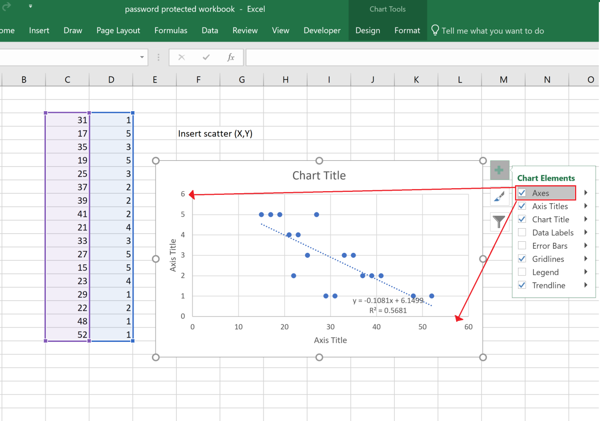 construct a scatter plot in excel