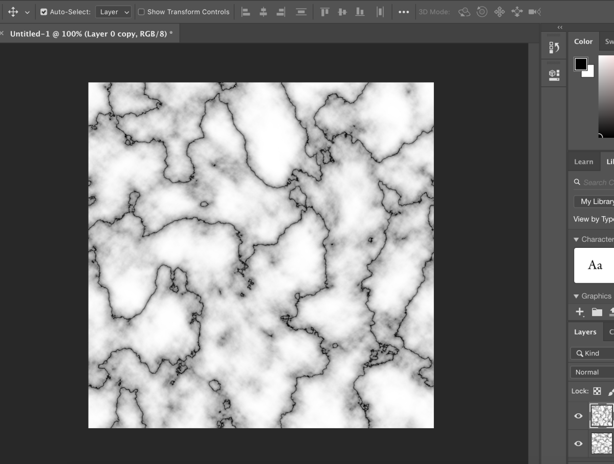 Select the duplicate layer and go to Edit-Transform-Rotate 90 degrees clockwise. Your marble background should look something like this.