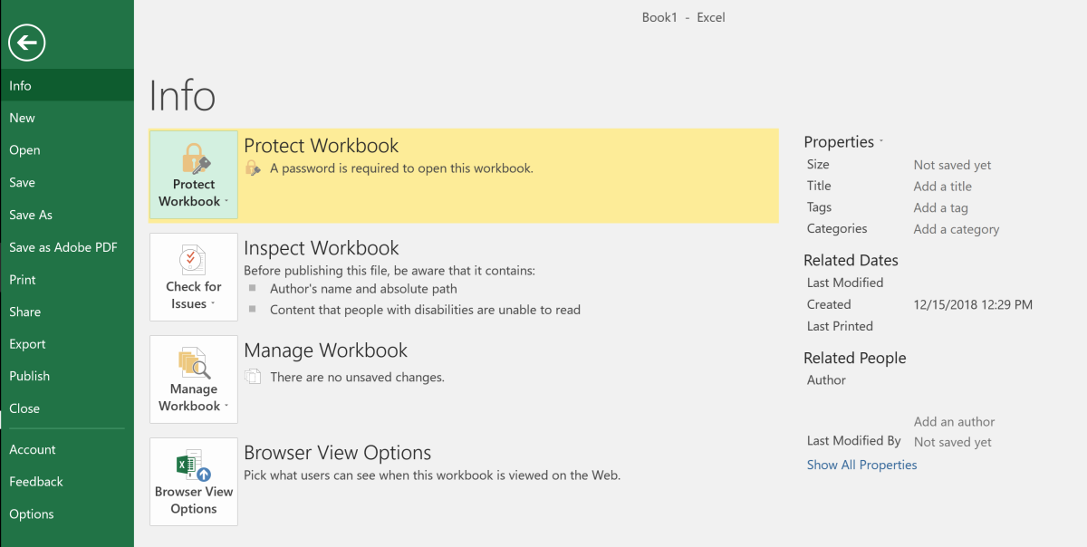 The illustration above shows the workbook in password-protected mode. 