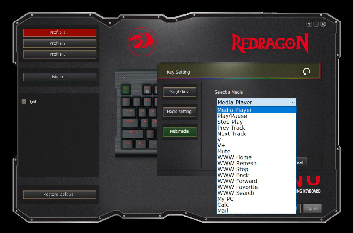 The Redragon software settings program.