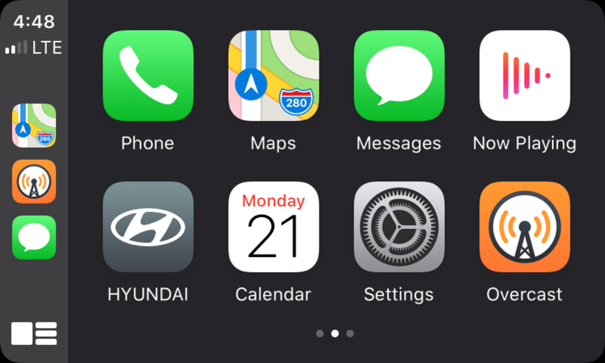 The CarPlay Home Screen displays all your apps that work with CarPlay