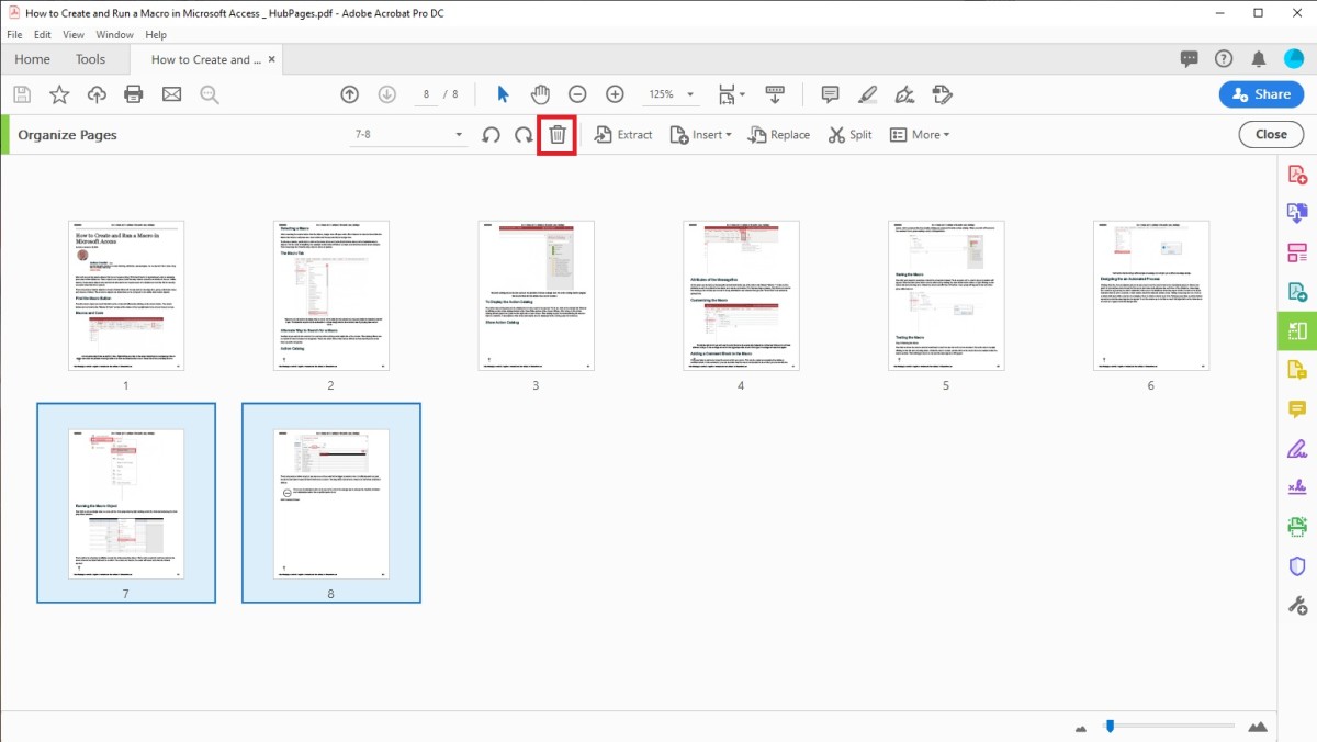 adobe 8 pdf extract pages