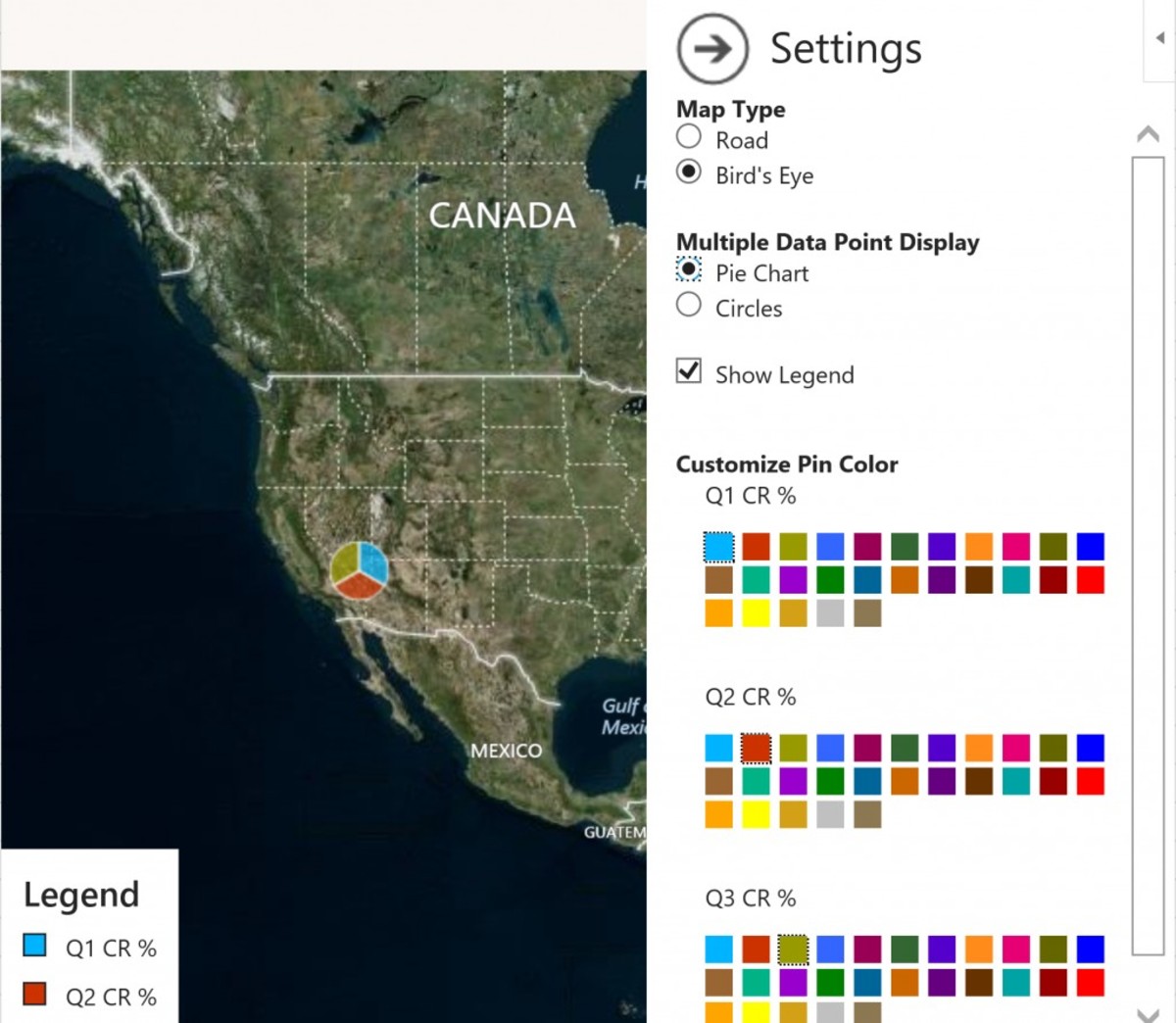 A view of The Bing Map settings.
