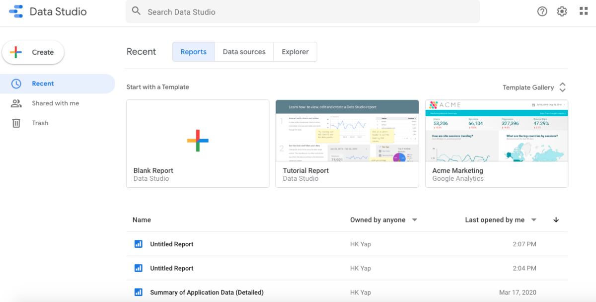 Google Data Studio Portal