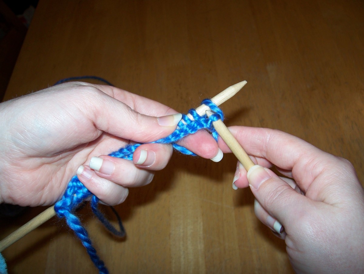 Draw the yarn through the stitch with your right needle.