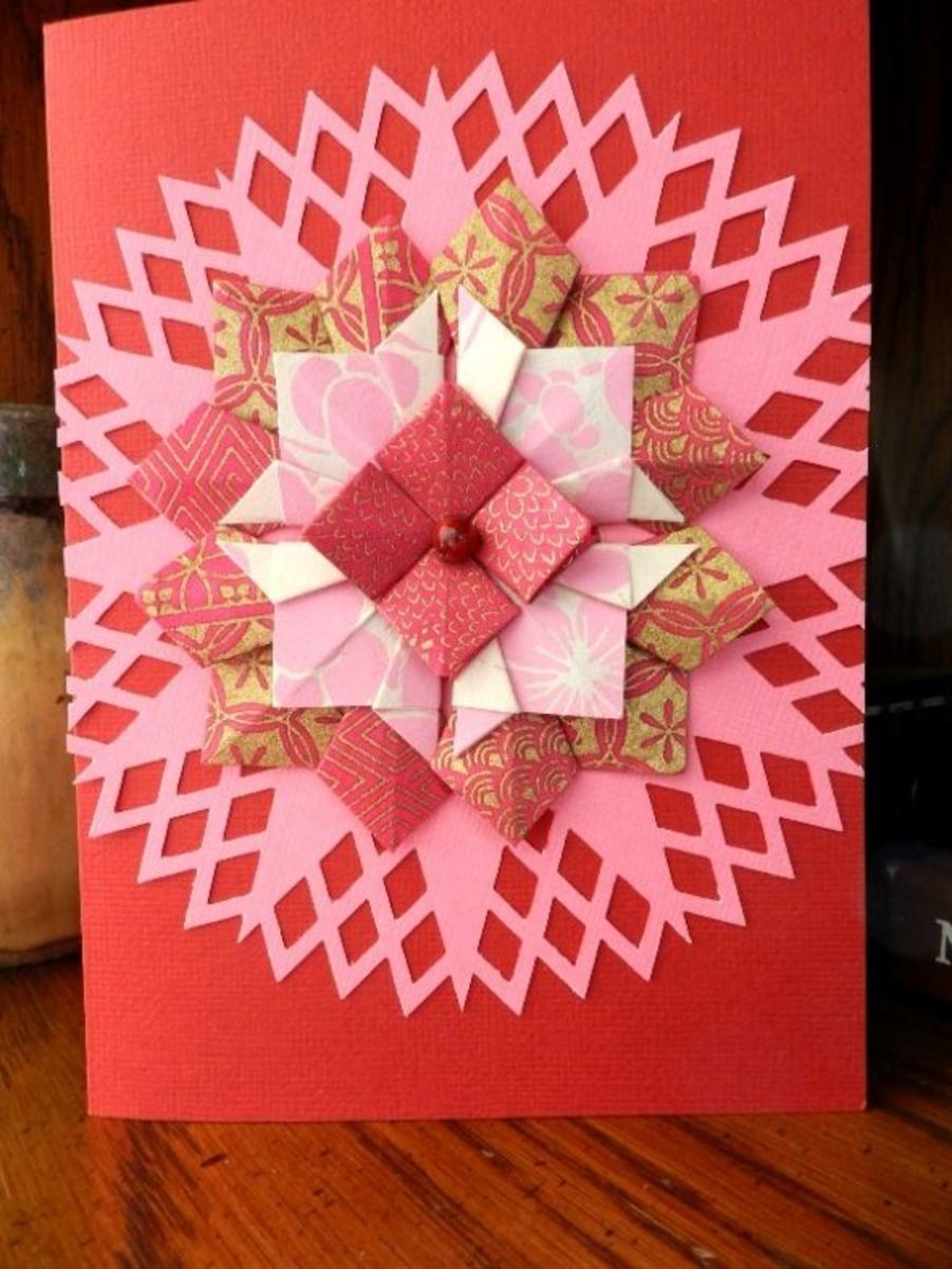 Greeting card with tea bag origami