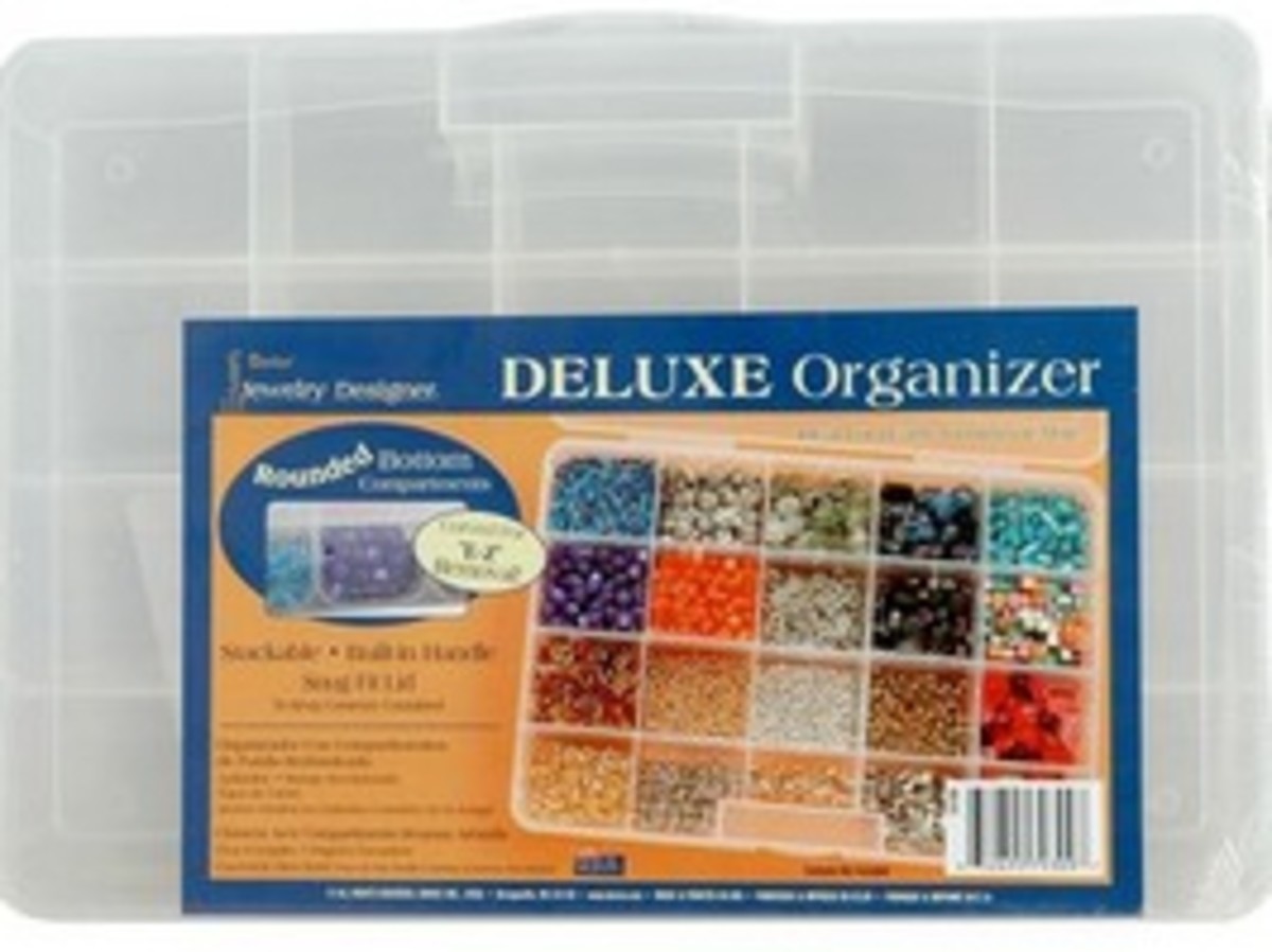 Jewelry organizers can be used to store craft materials.