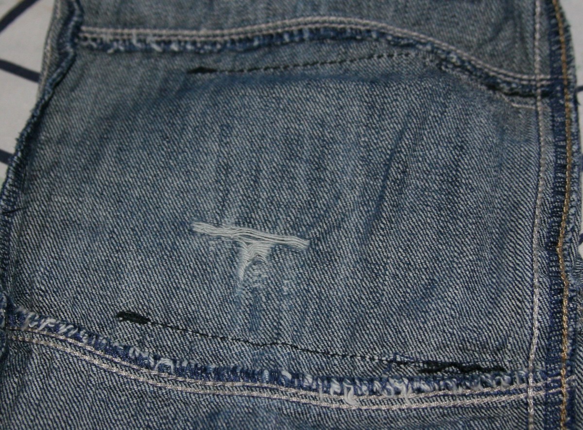 The jeans turned inside-out.