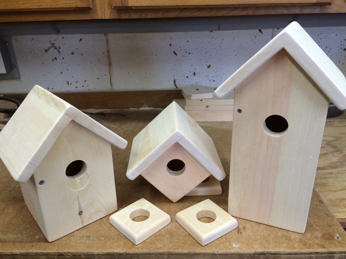 60 Assorted Mini 7cm Wood Bird Boxes or Birdhouses Sale