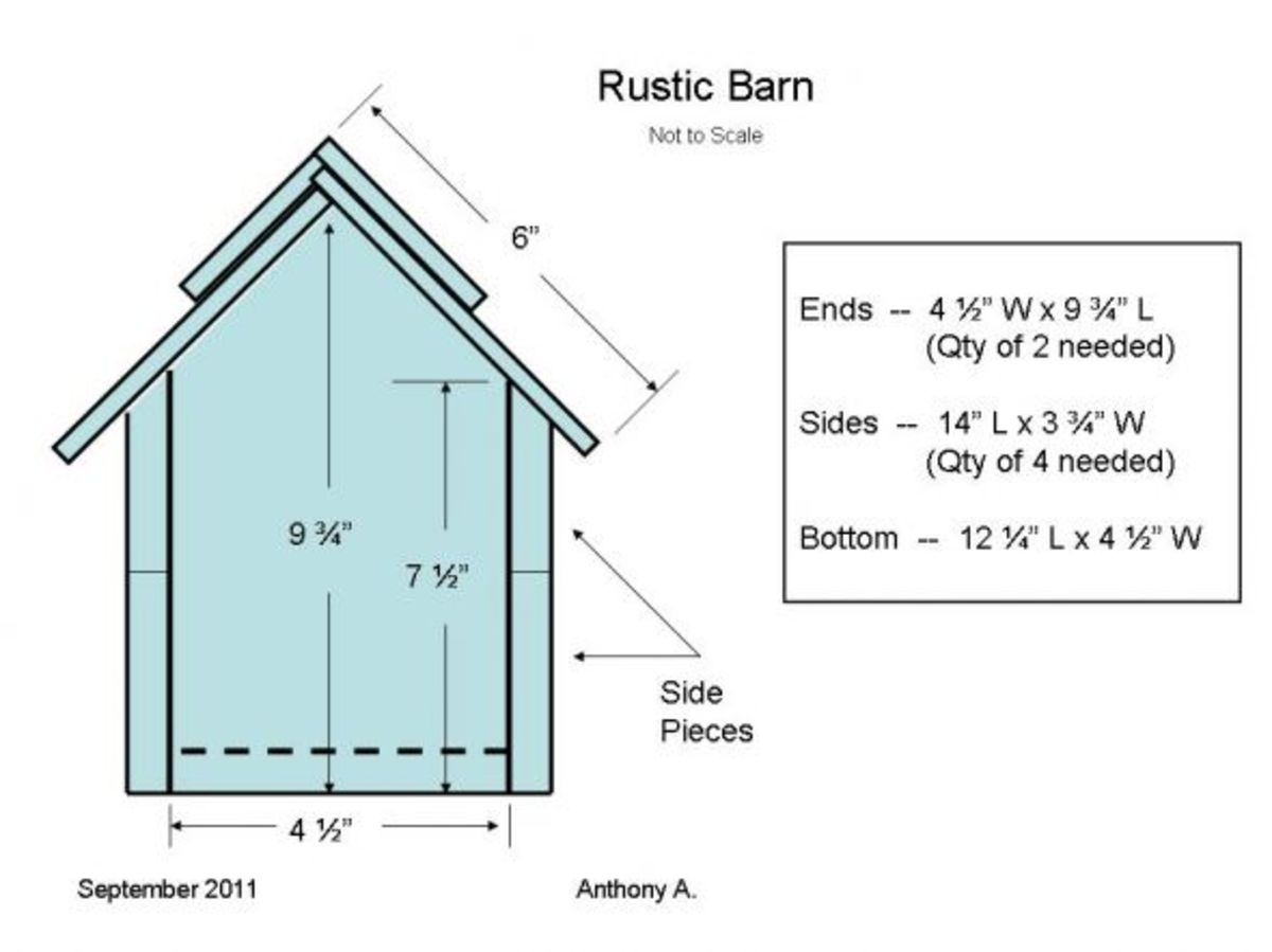 Rustic Birdhouse Diagram: Side View