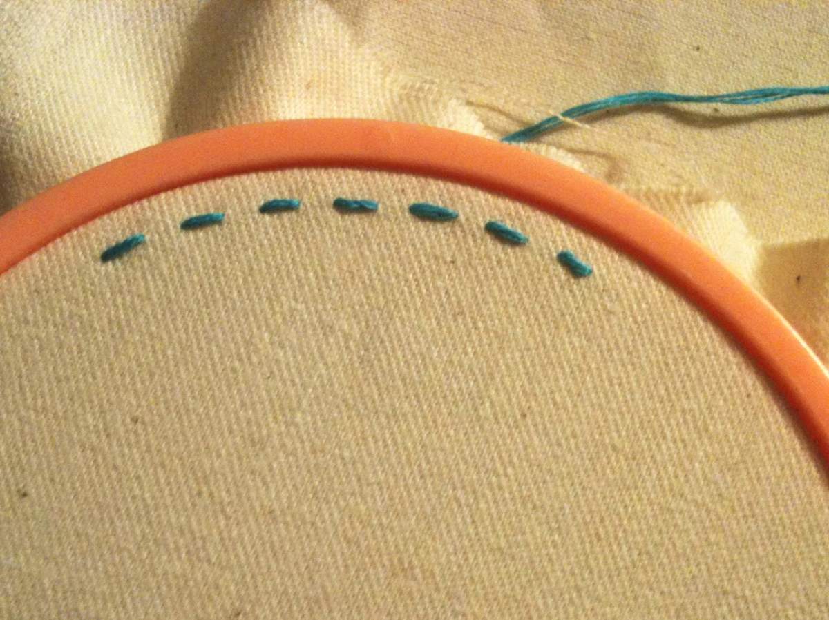I just followed the edge of the hoop. You can make whatever design you want, it doesn't have to be a straight line!