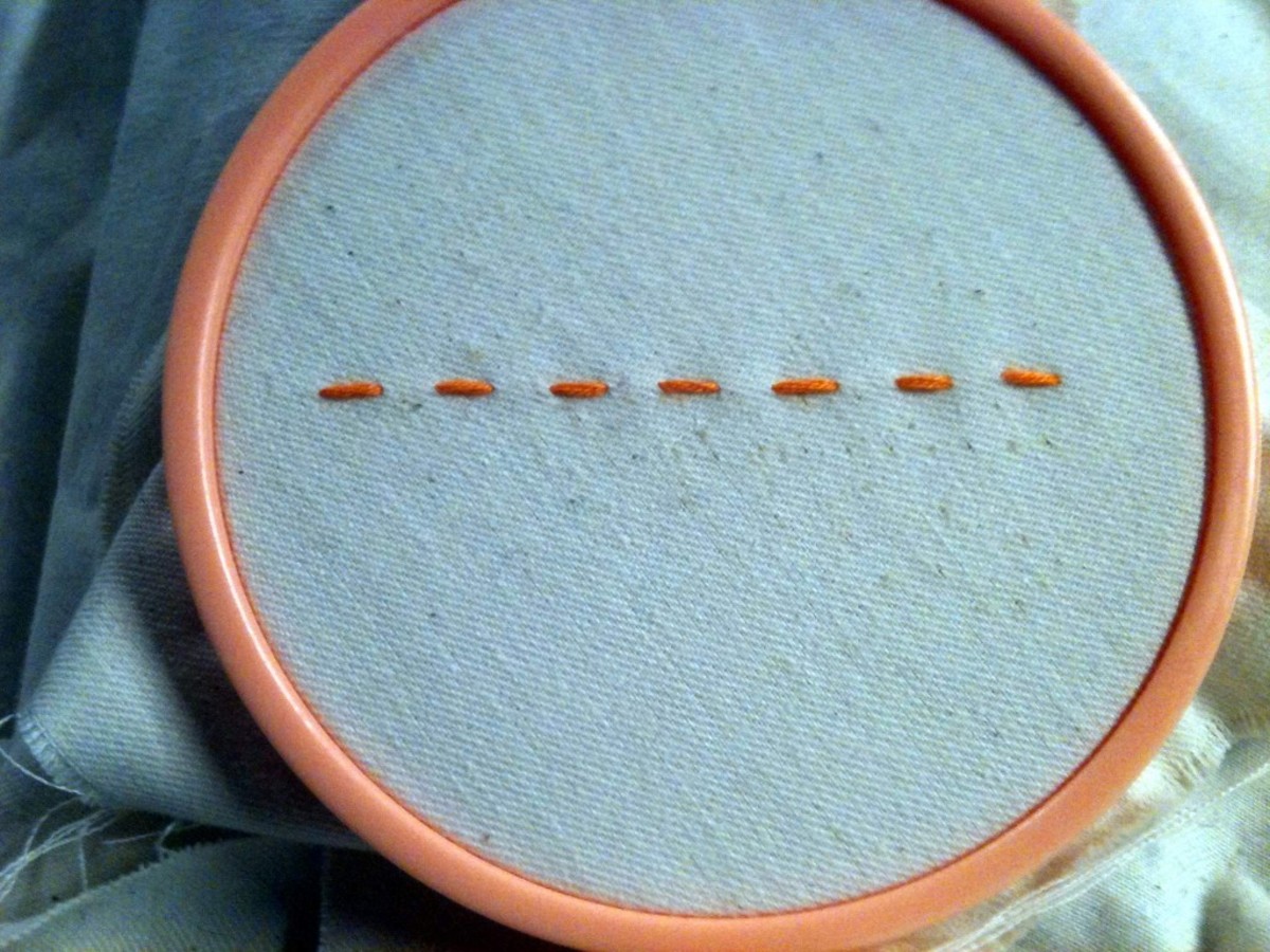 Figure 1: Start out with a line of running stitches.