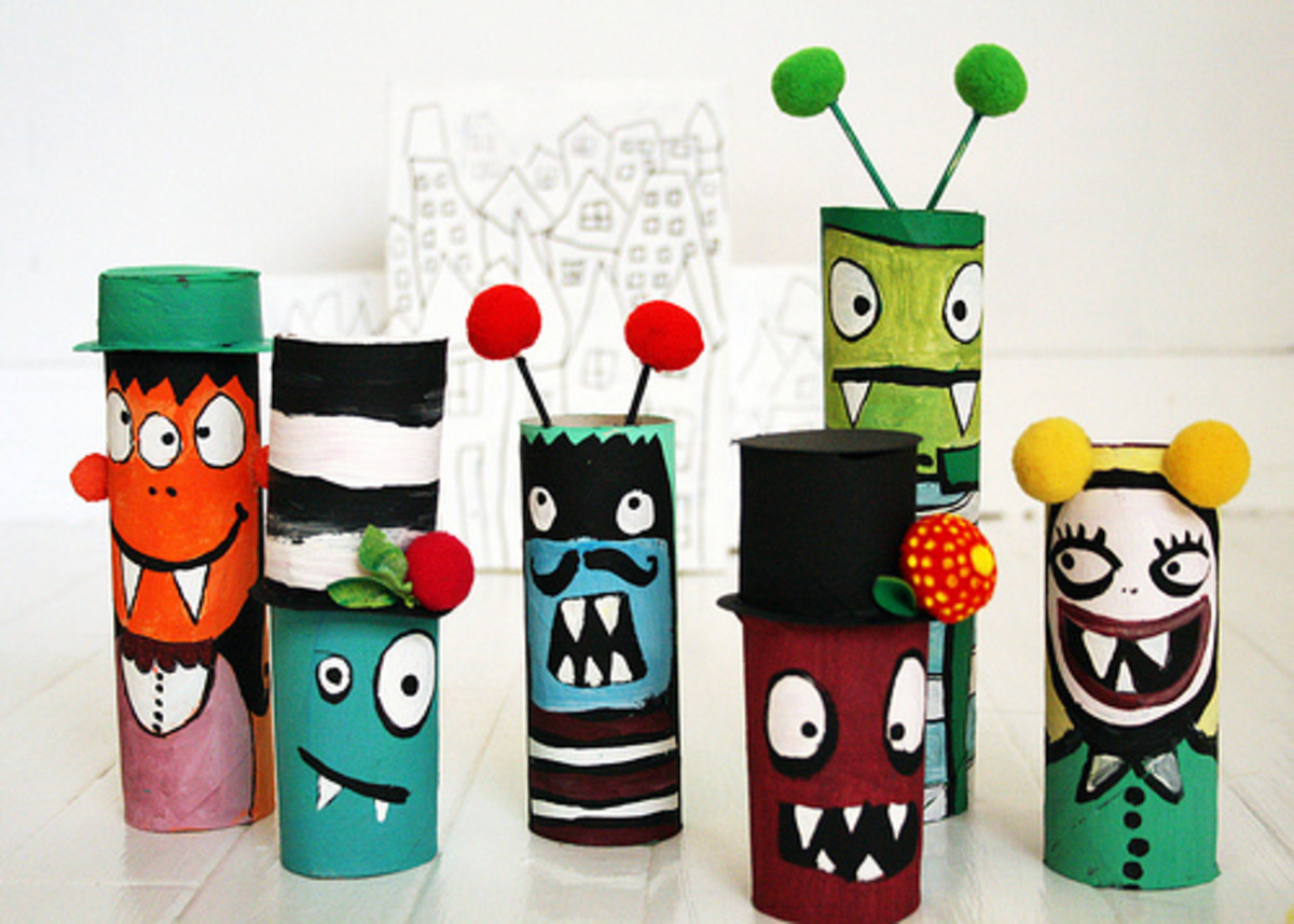 Toilet paper roll monsters