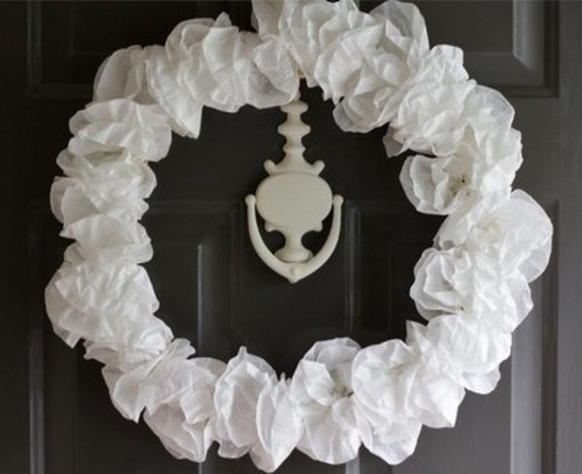 White hydrangea wreath.