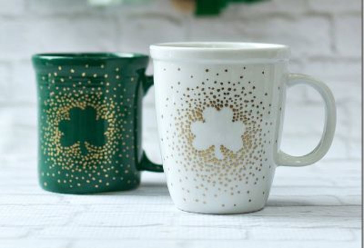 Glittery Shamrock Coffee Mugs