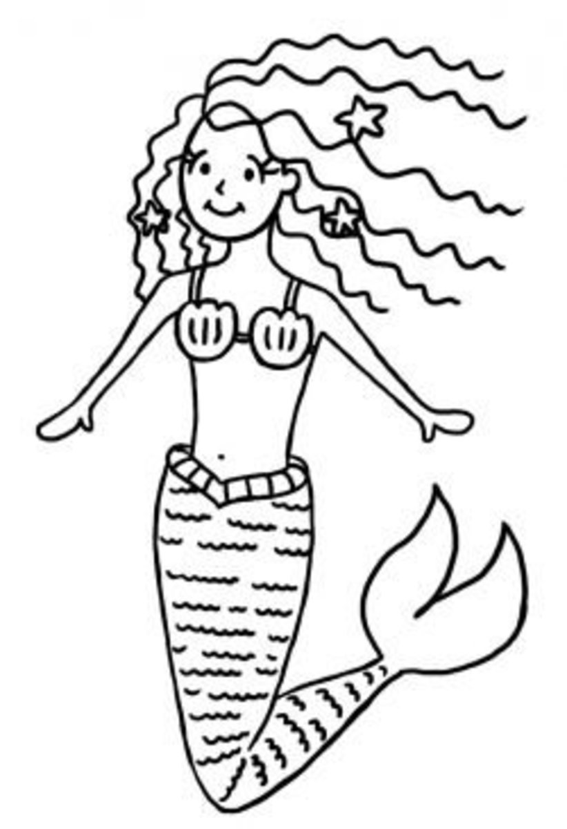 Step 5: The fun part—draw the mermaid's tail.