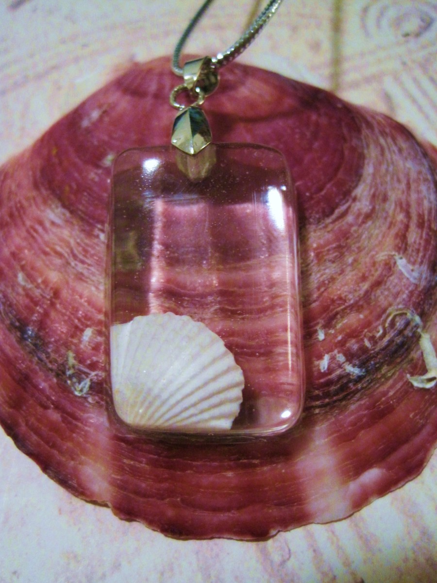 A single shell looks pretty in a resin pendant.