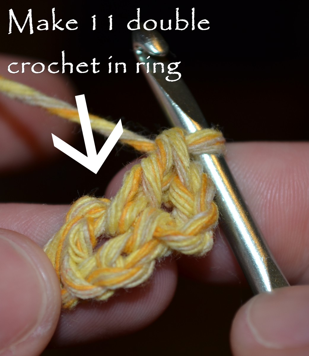 Make 11 double crochet in ring.
