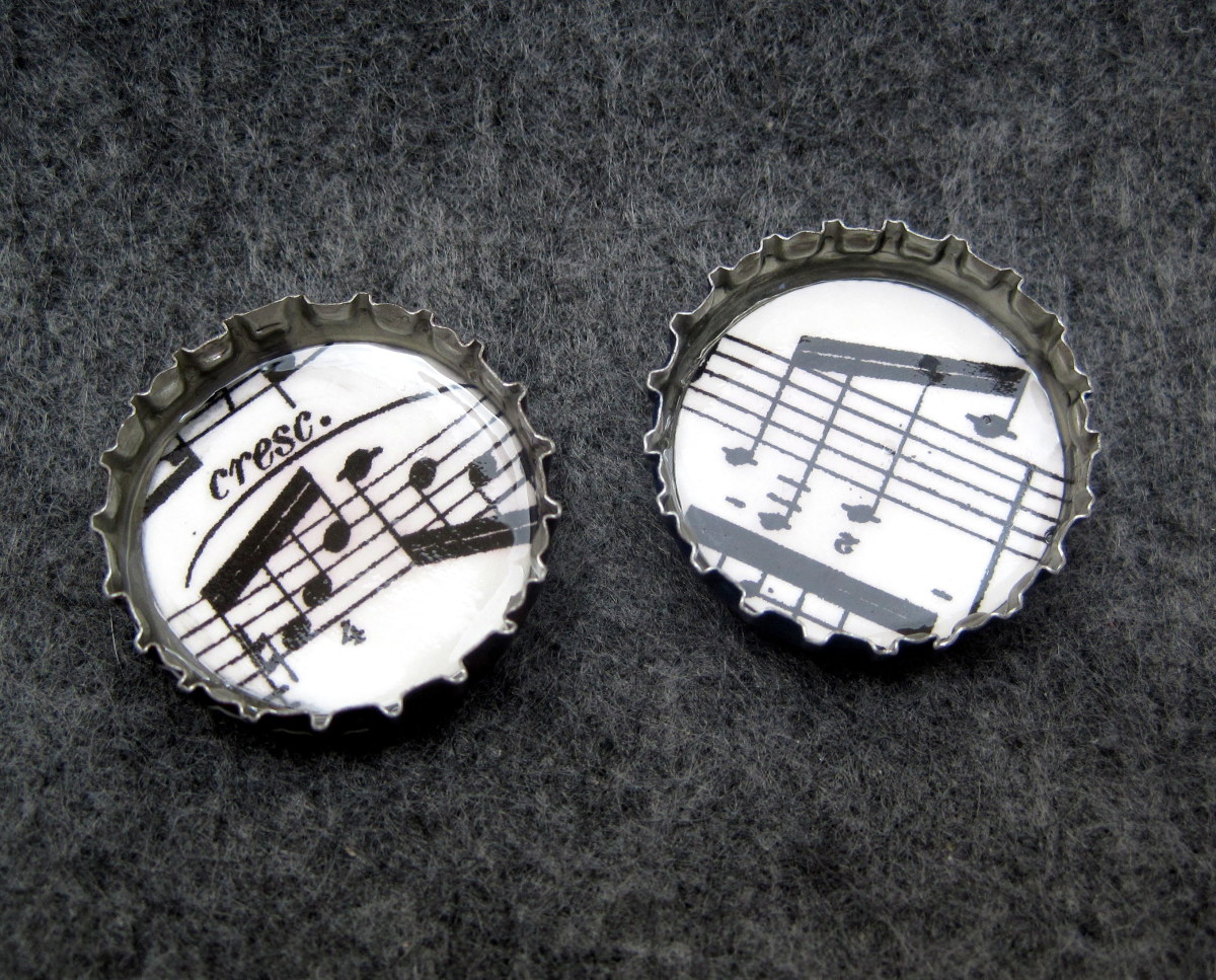 Sheet music run off on card stock is one of my favorite craft decorations for magnets, pendants, greeting cards, and more.