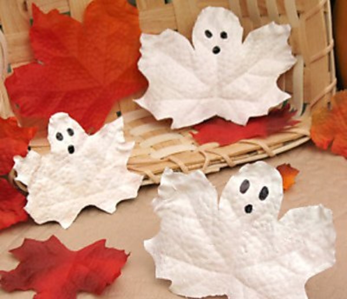 Creepy cute leaf ghosts.