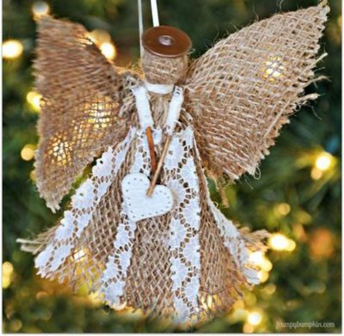 Shabby Chic Country Magnolia Pod Burlap Angel Handmade  Christmas Wedding NEW 