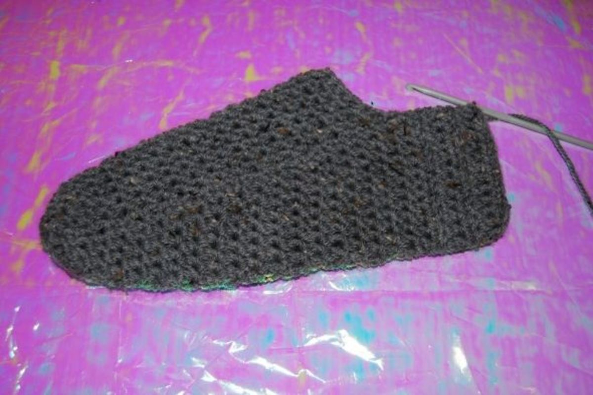 Step 4: You can finish your slippers here or continue crocheting in rounds to create a long sock.