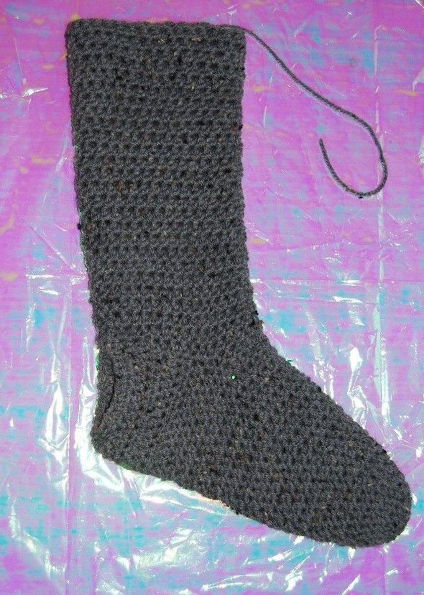 Step 5: Your complete boot-length slipper should look like this.