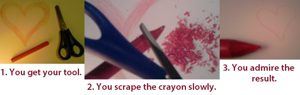 Instructions for scraping your crayon to a finer tip.