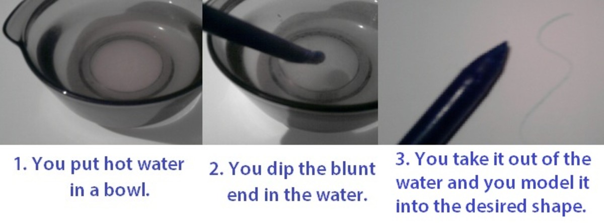 Instructions for using heat to model a blunt end into a pointed one. 