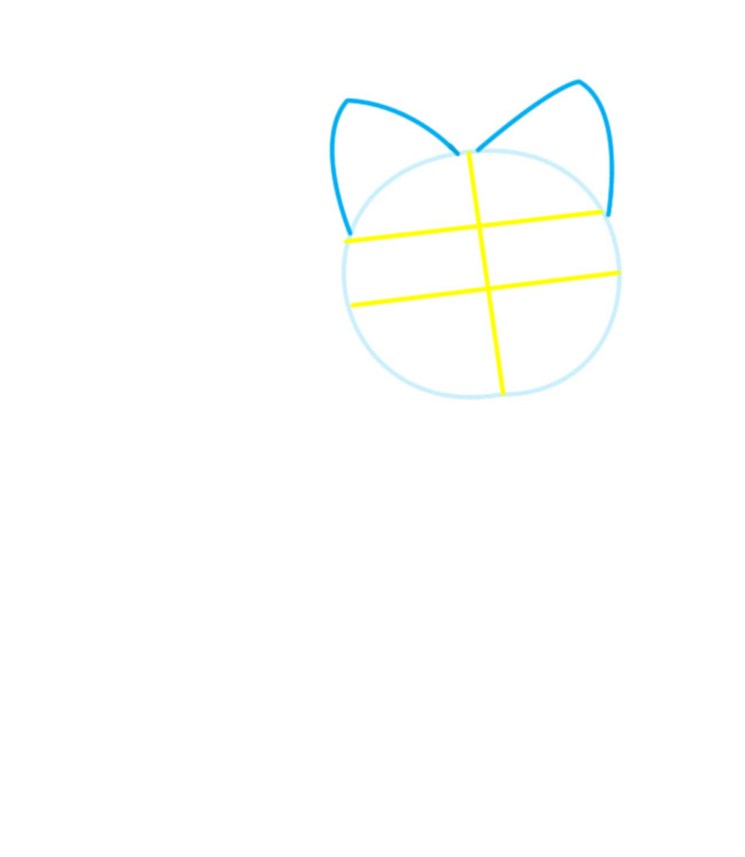 Step 3. Draw the cat's ears.