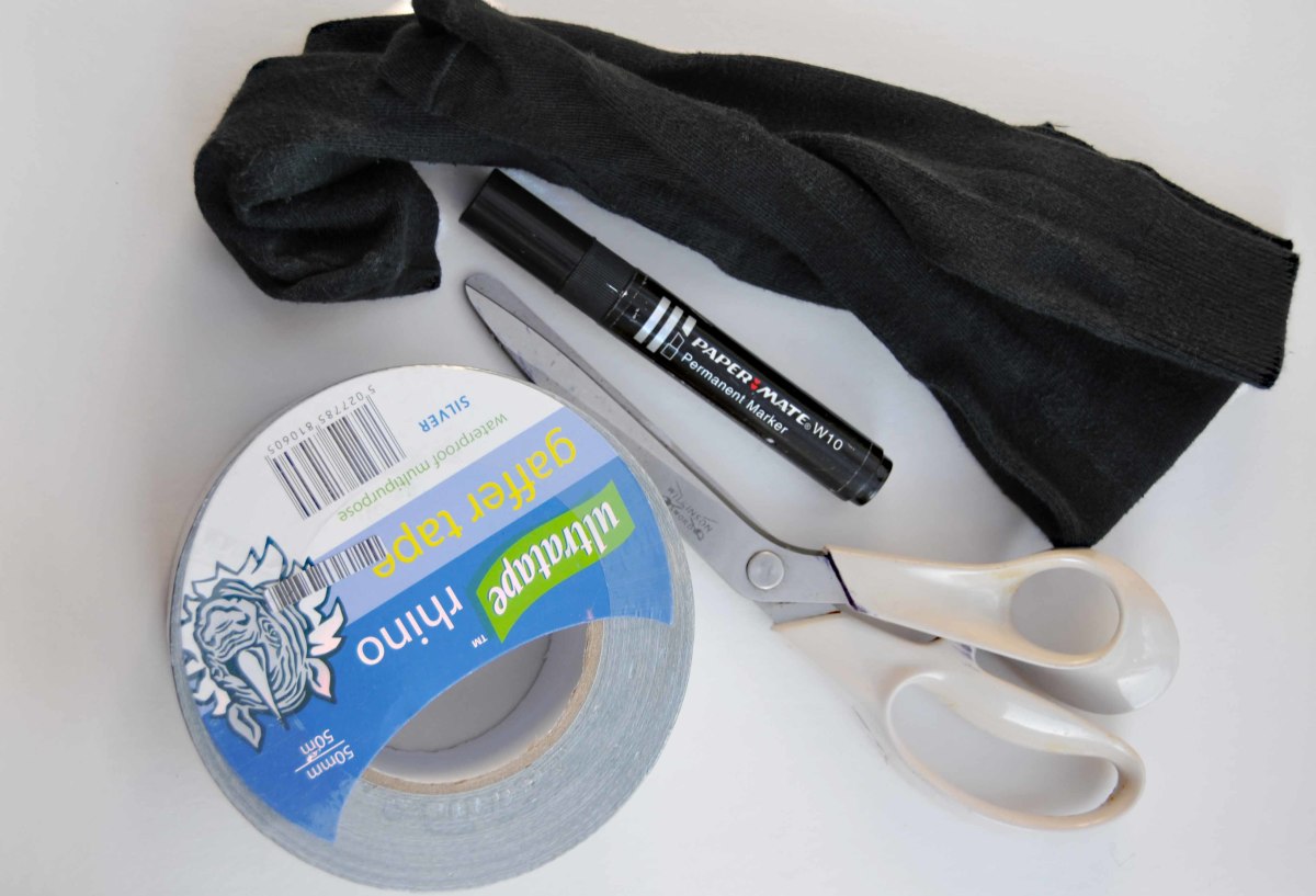 Here are the items needed to create your duct tape shoe last.