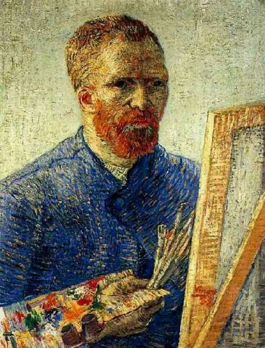 Vincent Van Gogh, Self Portrait in Front of The Easel, 1888 - He's painting on stretched canvas.