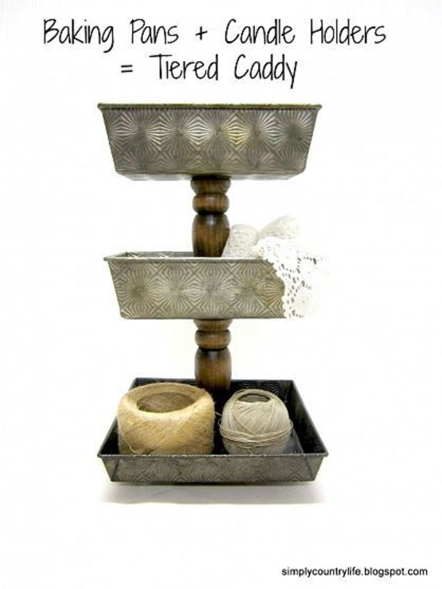 Great 3 tier caddy that can be made for $5 if you have the old bread pans on hand!