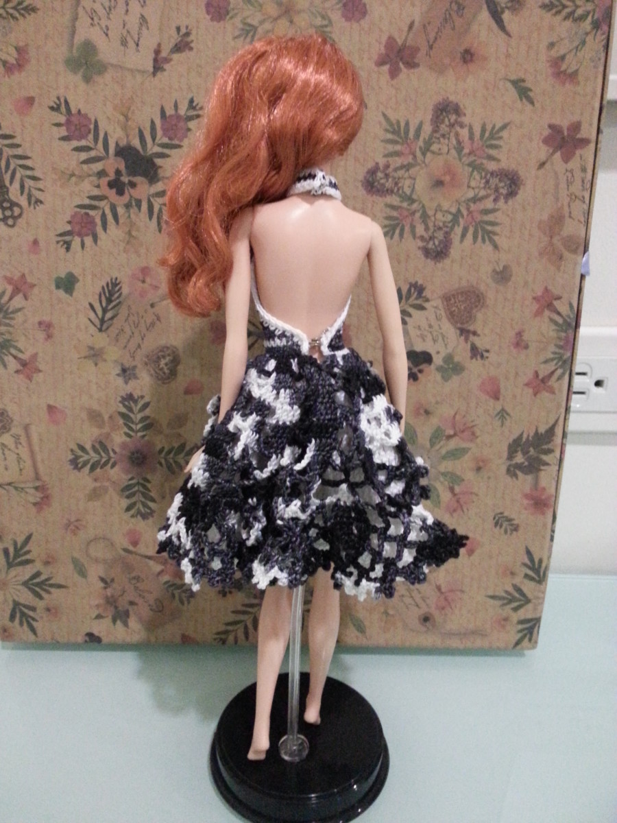 Back View of Barbie Doily Cocktail Dress