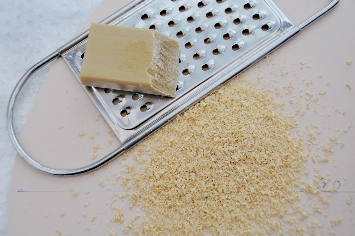 Grate the olive oil soap and dilute in hot soapy water