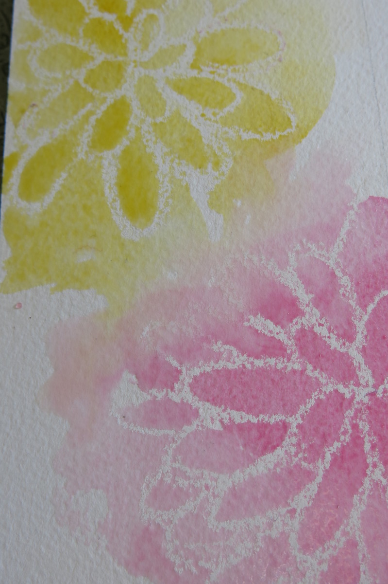 Letting two colors of watercolor bleed into each other