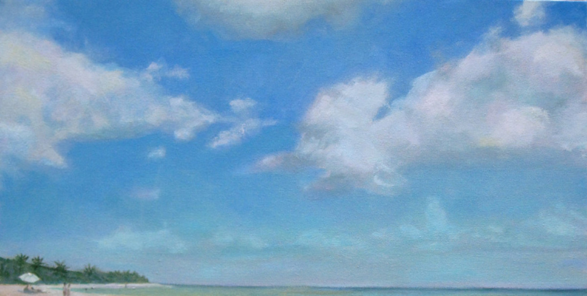 Example of soft and hard edges in clouds. "Much Needed" Detail - Oil painting by Robie Benve, all rights reserved