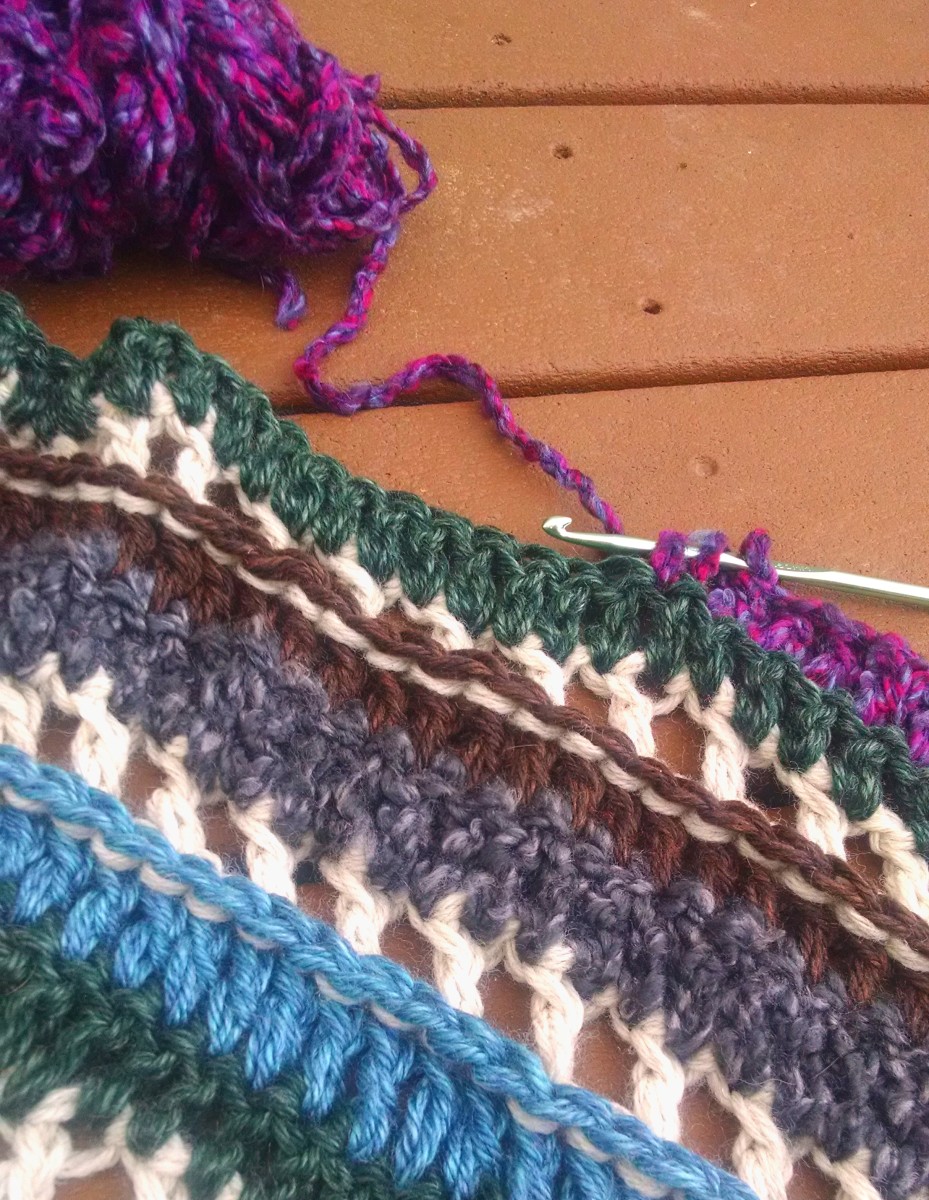 Striped Crochet Rug in Progress