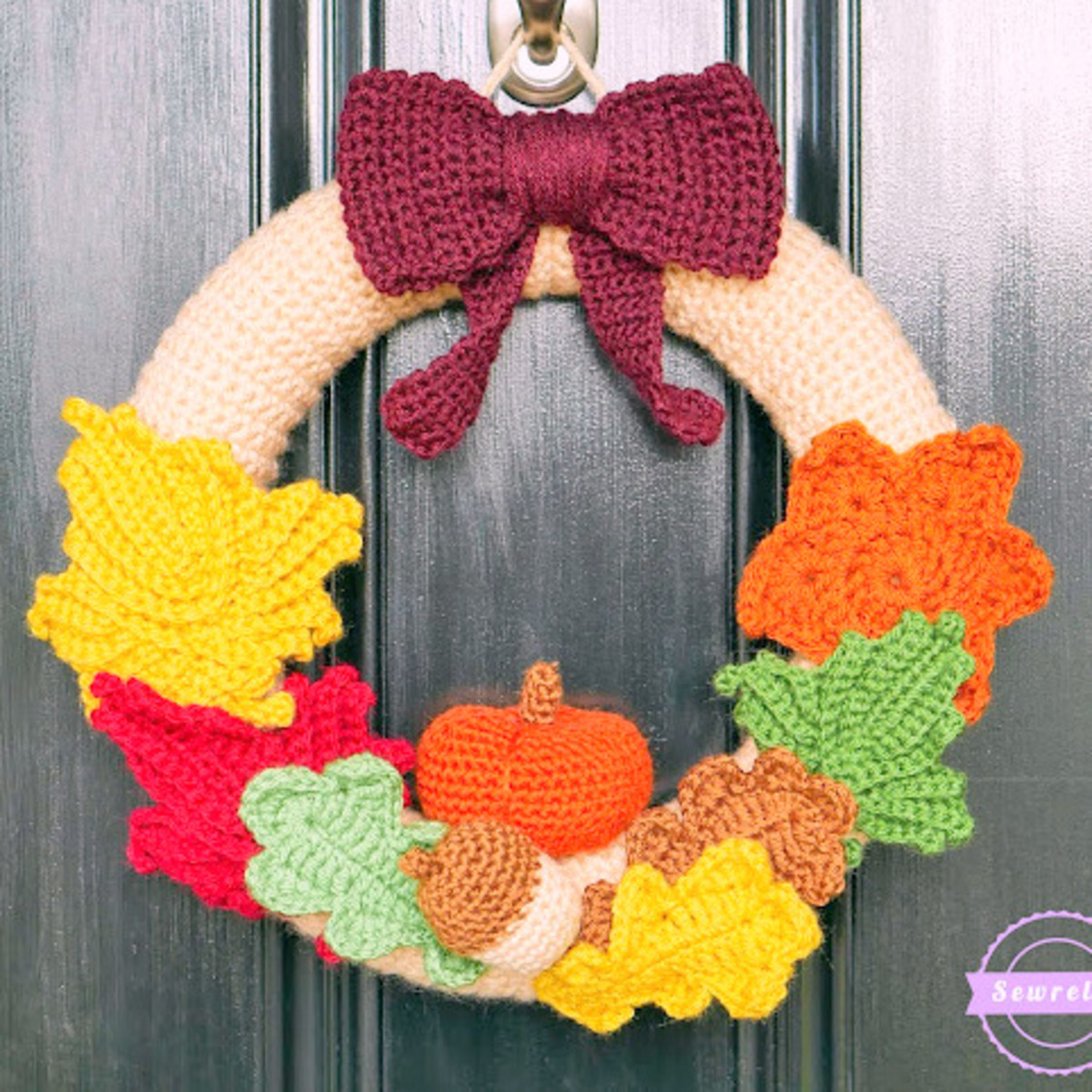 Autumn crochet wreath