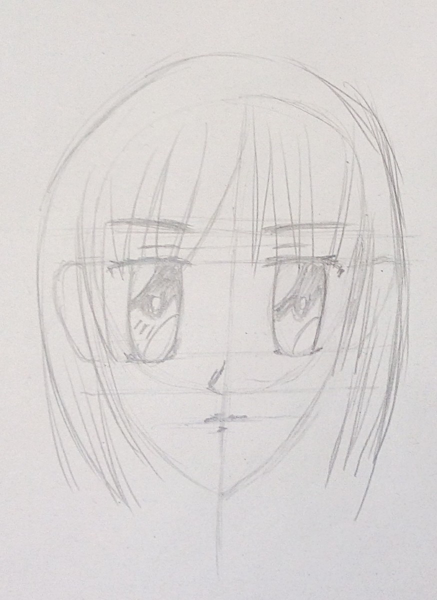 how to draw anime girl face and hair