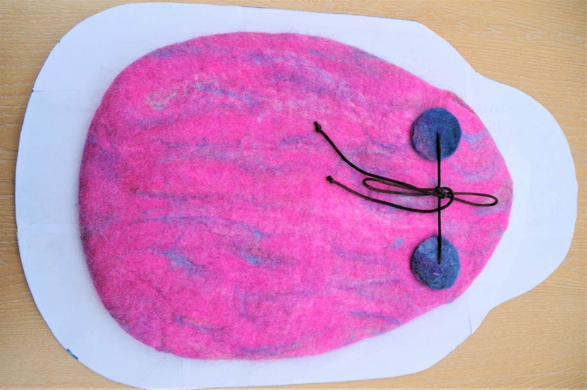 Comparing the shrinkage which took place during the wet felting process against the paper template.
