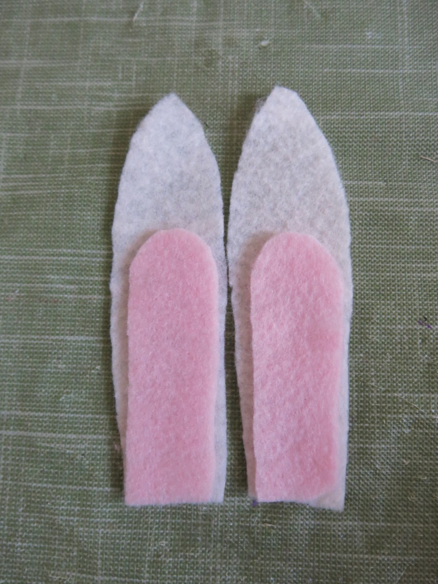 Attach the inner section of your bunny's ears to the outer section.