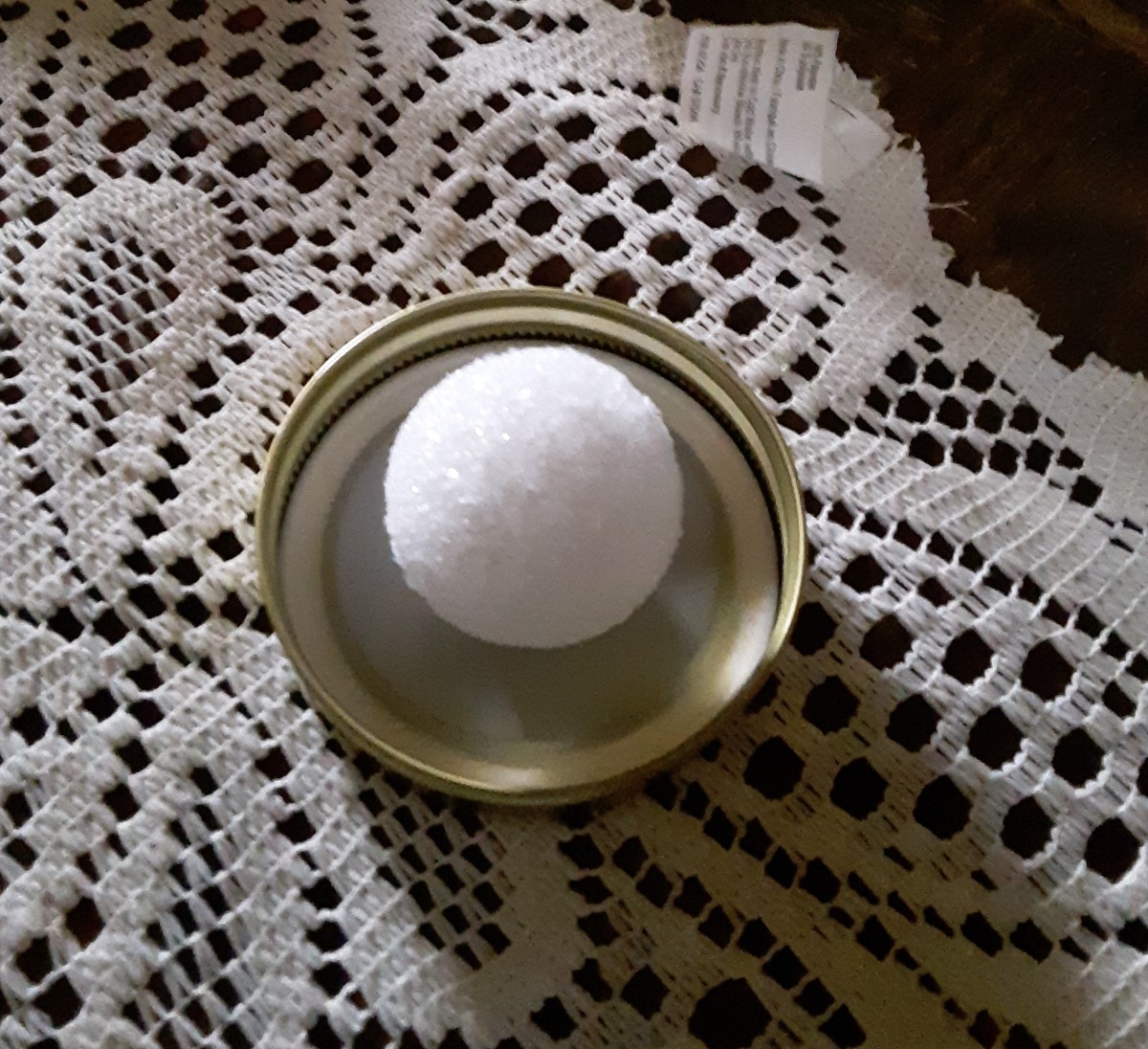 Glue floral foam ball to the inside of the lid.