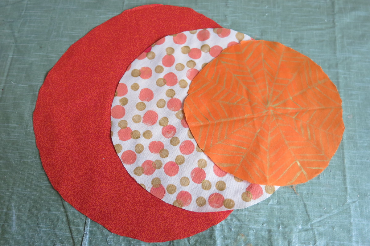 Here are my three cut-out circles of fabric.