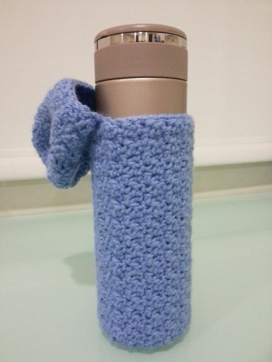 Side view of the Covered Water Bottle Cozy