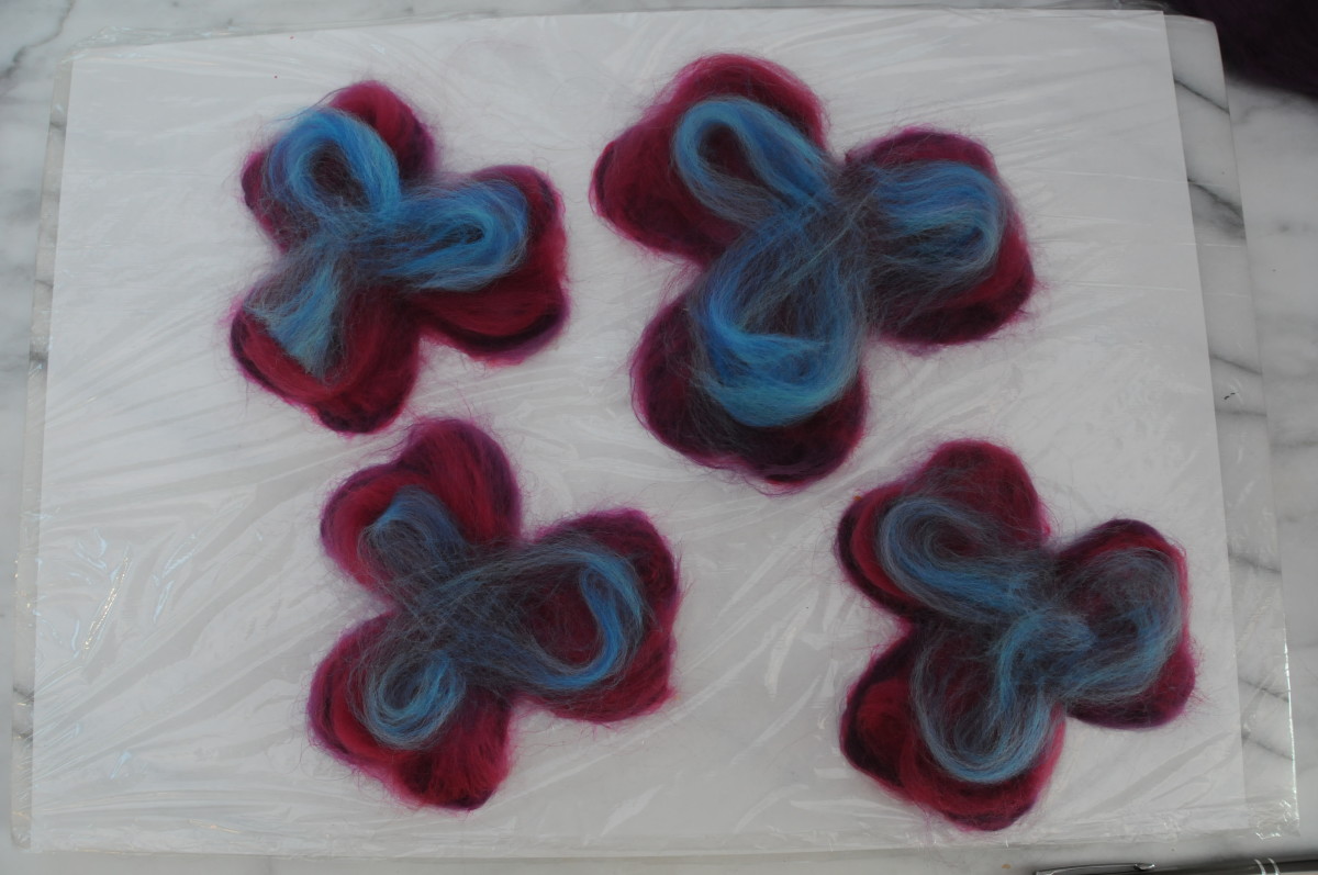 A final touch of blue wool roving