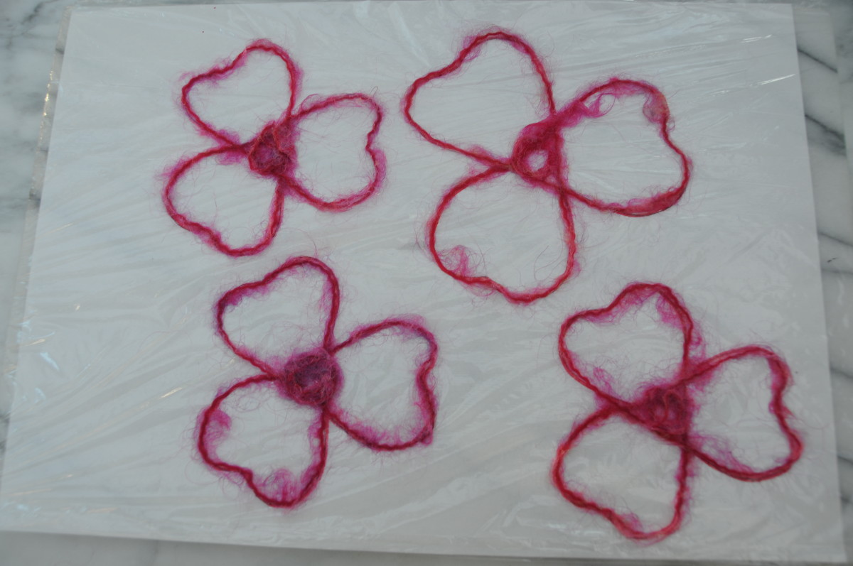 4 layers of petals edged with mohair yarn