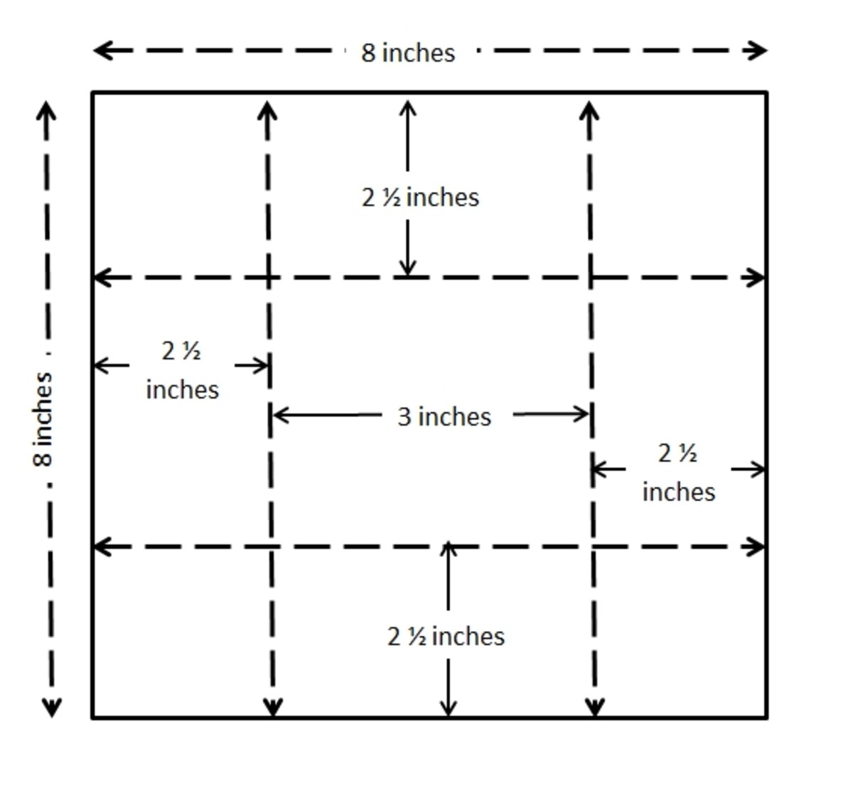 Diagram for marking the seams of your no-sew pincushion.