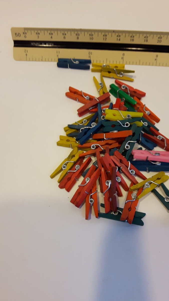 These are the one-inch clothespins I use to hold the pieces together when they are gluing.